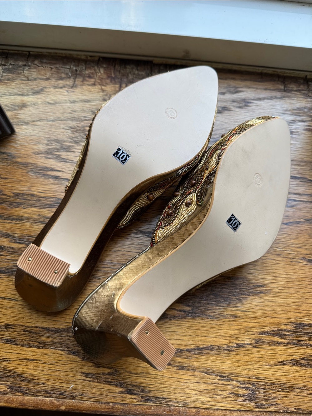 Lee Chung Gold Beaded Women's Slip-On Mules - Picture 5 of 9